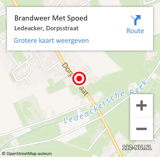 Locatie op kaart van de 112 melding: Brandweer Met Spoed Naar Ledeacker, Dorpsstraat op 23 december 2024 22:23