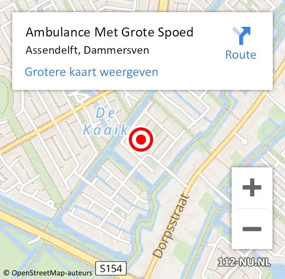 Locatie op kaart van de 112 melding: Ambulance Met Grote Spoed Naar Assendelft, Dammersven op 23 december 2024 22:24