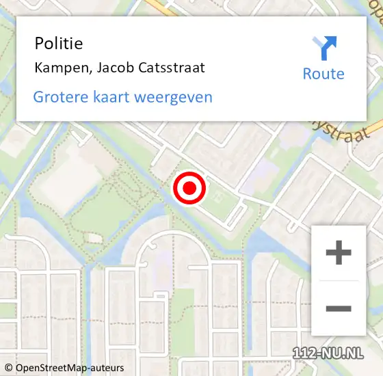 Locatie op kaart van de 112 melding: Politie Kampen, Jacob Catsstraat op 23 december 2024 22:28