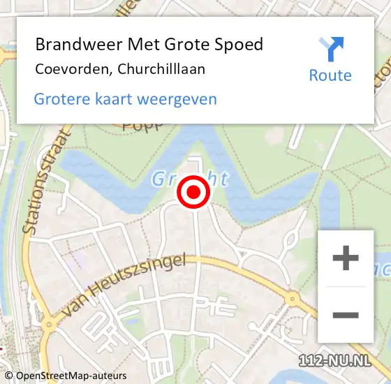 Locatie op kaart van de 112 melding: Brandweer Met Grote Spoed Naar Coevorden, Churchilllaan op 23 december 2024 22:30