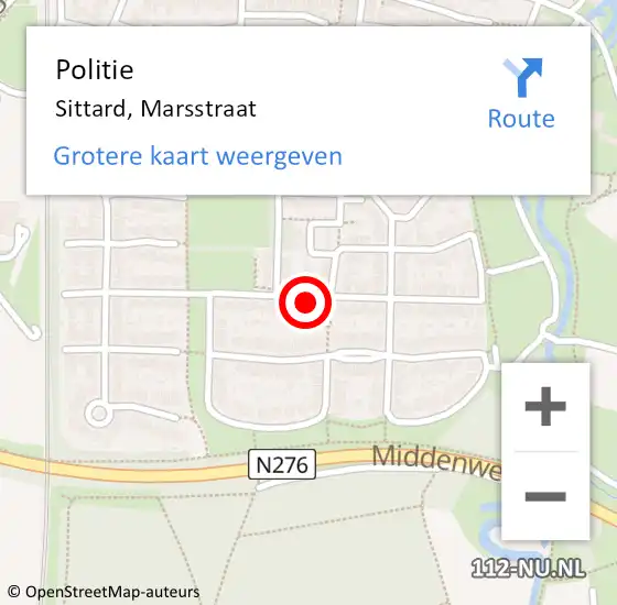 Locatie op kaart van de 112 melding: Politie Sittard, Marsstraat op 23 december 2024 22:31