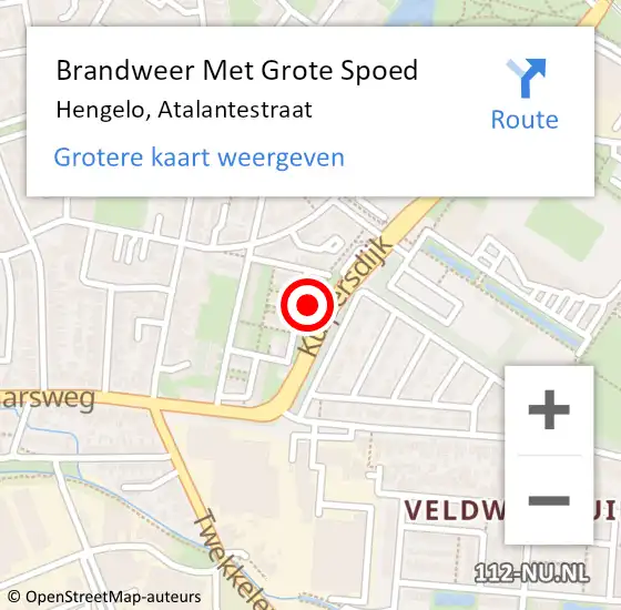 Locatie op kaart van de 112 melding: Brandweer Met Grote Spoed Naar Hengelo, Atalantestraat op 23 december 2024 22:31