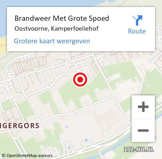 Locatie op kaart van de 112 melding: Brandweer Met Grote Spoed Naar Oostvoorne, Kamperfoeliehof op 23 december 2024 22:48