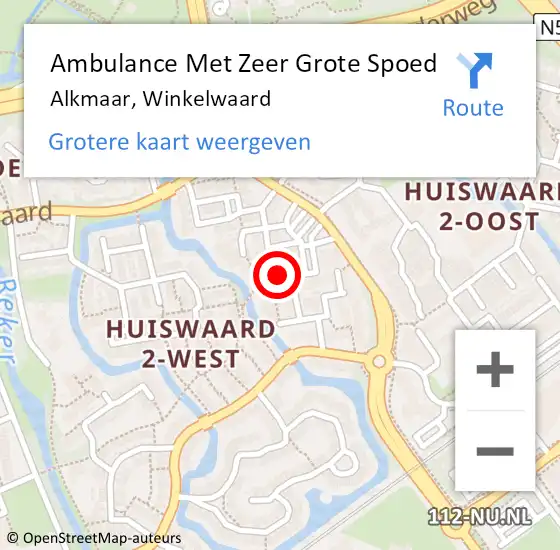 Locatie op kaart van de 112 melding: Ambulance Met Zeer Grote Spoed Naar Alkmaar, Winkelwaard op 24 december 2024 00:03