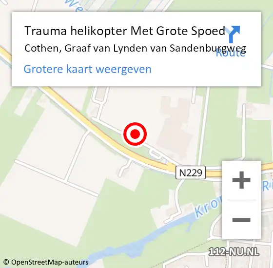 Locatie op kaart van de 112 melding: Trauma helikopter Met Grote Spoed Naar Cothen, Graaf van Lynden van Sandenburgweg op 24 december 2024 00:04