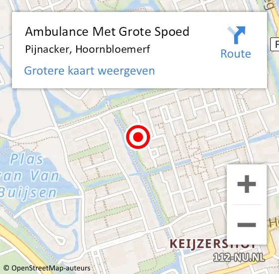 Locatie op kaart van de 112 melding: Ambulance Met Grote Spoed Naar Pijnacker, Hoornbloemerf op 24 december 2024 00:19