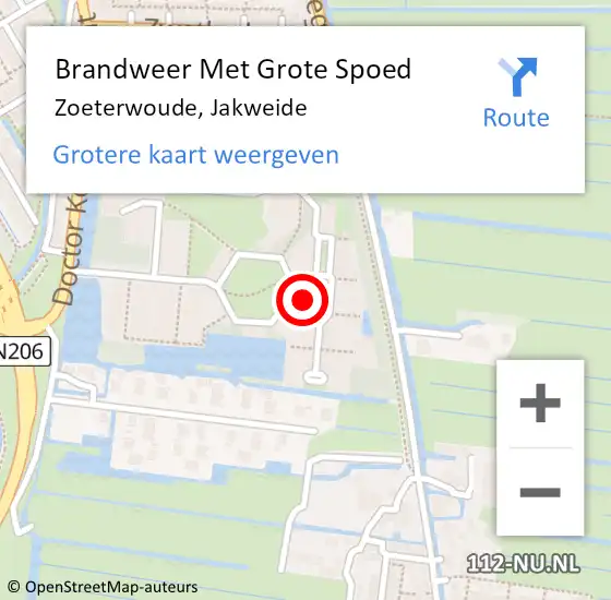 Locatie op kaart van de 112 melding: Brandweer Met Grote Spoed Naar Zoeterwoude, Jakweide op 24 december 2024 01:43