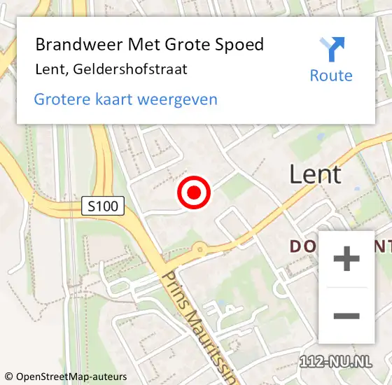 Locatie op kaart van de 112 melding: Brandweer Met Grote Spoed Naar Lent, Geldershofstraat op 24 december 2024 03:43