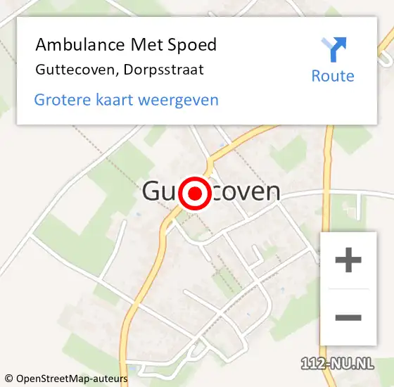 Locatie op kaart van de 112 melding: Ambulance Met Spoed Naar Guttecoven, Dorpsstraat op 31 oktober 2014 12:59