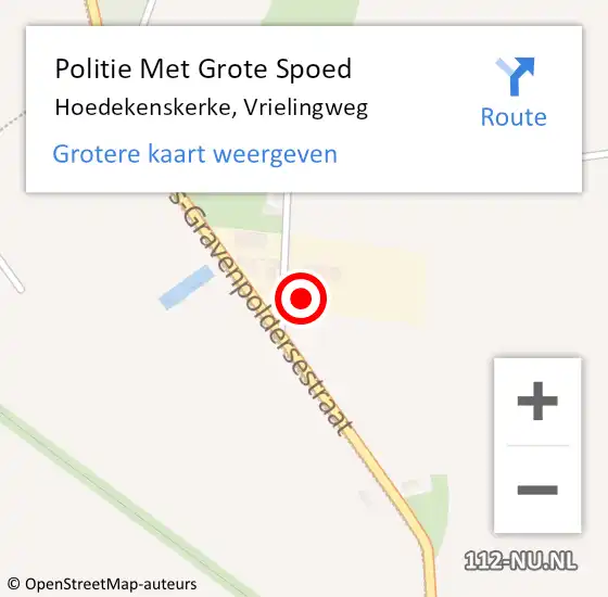 Locatie op kaart van de 112 melding: Politie Met Grote Spoed Naar Hoedekenskerke, Vrielingweg op 24 december 2024 05:29