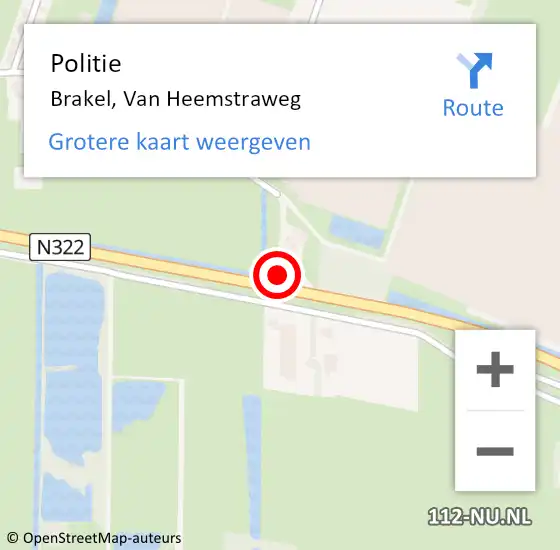 Locatie op kaart van de 112 melding: Politie Brakel, Van Heemstraweg op 24 december 2024 06:13