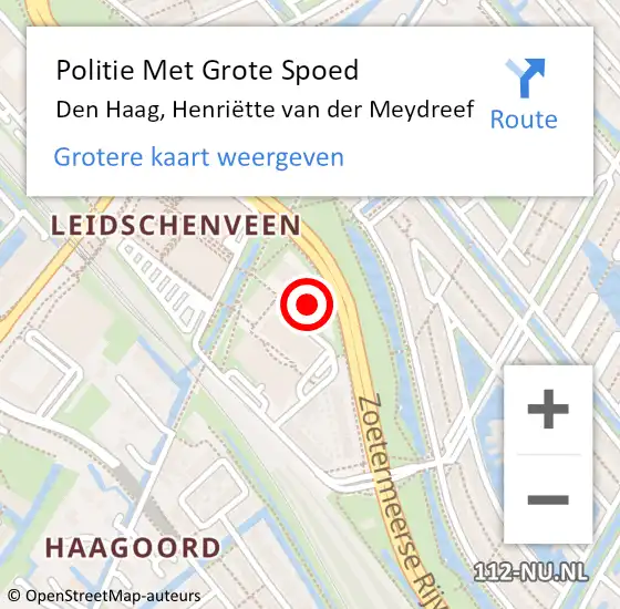 Locatie op kaart van de 112 melding: Politie Met Grote Spoed Naar Den Haag, Henriëtte van der Meydreef op 24 december 2024 07:25