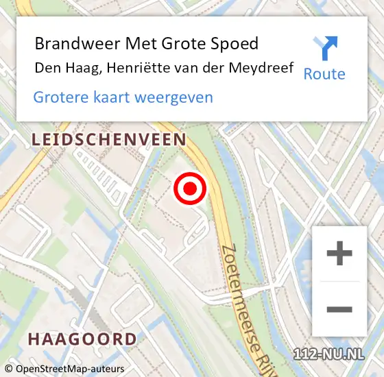 Locatie op kaart van de 112 melding: Brandweer Met Grote Spoed Naar Den Haag, Henriëtte van der Meydreef op 24 december 2024 07:29