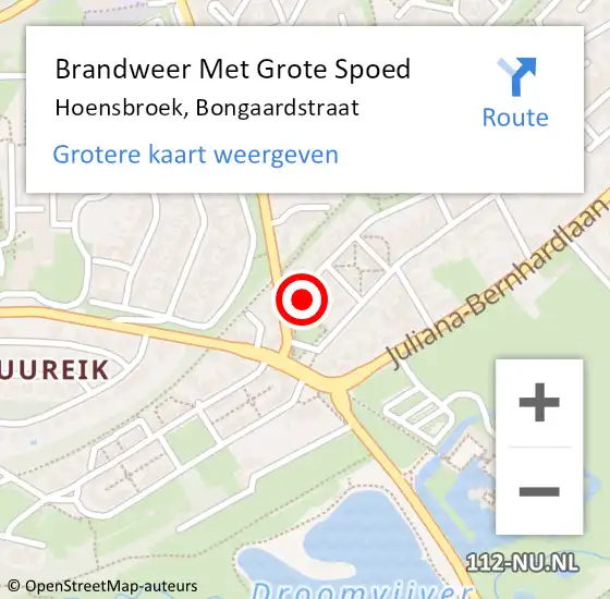 Locatie op kaart van de 112 melding: Brandweer Met Grote Spoed Naar Hoensbroek, Bongaardstraat op 24 december 2024 08:24