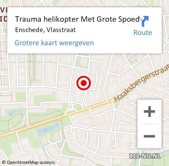 Locatie op kaart van de 112 melding: Trauma helikopter Met Grote Spoed Naar Enschede, Vlasstraat op 24 december 2024 08:26