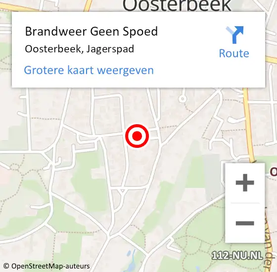 Locatie op kaart van de 112 melding: Brandweer Geen Spoed Naar Oosterbeek, Jagerspad op 24 december 2024 08:35