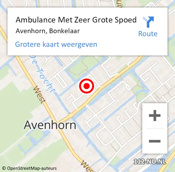 Locatie op kaart van de 112 melding: Ambulance Met Zeer Grote Spoed Naar Avenhorn, Bonkelaar op 24 december 2024 08:40