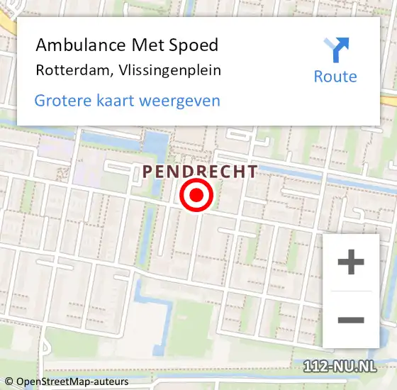 Locatie op kaart van de 112 melding: Ambulance Met Spoed Naar Rotterdam, Vlissingenplein op 24 december 2024 08:46