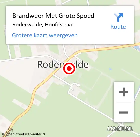 Locatie op kaart van de 112 melding: Brandweer Met Grote Spoed Naar Roderwolde, Hoofdstraat op 24 december 2024 08:55