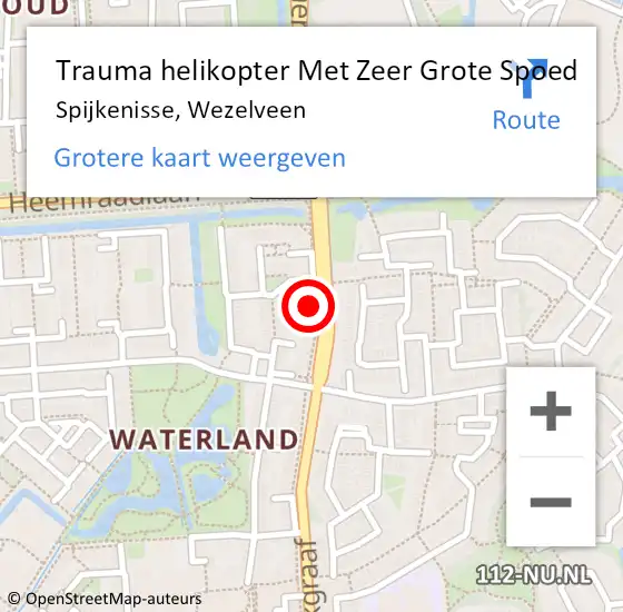 Locatie op kaart van de 112 melding: Trauma helikopter Met Zeer Grote Spoed Naar Spijkenisse, Wezelveen op 24 december 2024 08:58