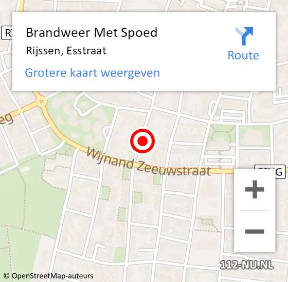 Locatie op kaart van de 112 melding: Brandweer Met Spoed Naar Rijssen, Esstraat op 24 december 2024 09:09