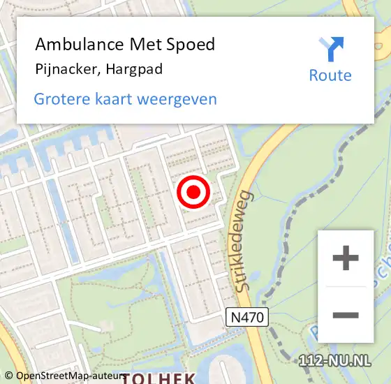 Locatie op kaart van de 112 melding: Ambulance Met Spoed Naar Pijnacker, Hargpad op 24 december 2024 09:17