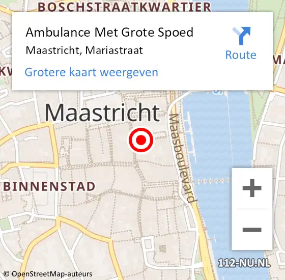 Locatie op kaart van de 112 melding: Ambulance Met Grote Spoed Naar Maastricht, Mariastraat op 31 oktober 2014 13:14