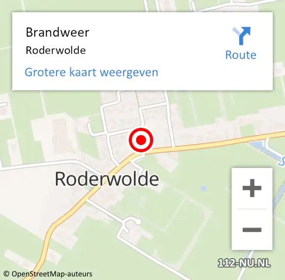 Locatie op kaart van de 112 melding: Brandweer Roderwolde op 24 december 2024 09:37