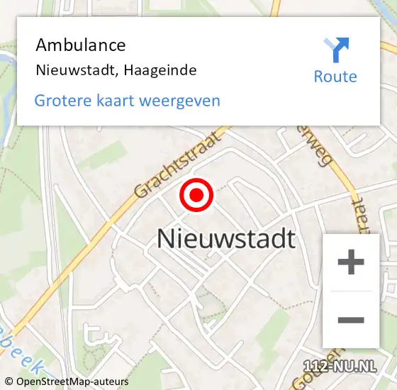 Locatie op kaart van de 112 melding: Ambulance Nieuwstadt, Haageinde op 31 oktober 2014 13:15