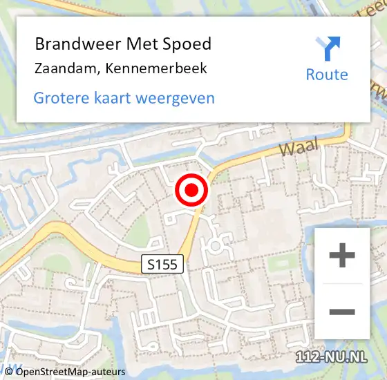 Locatie op kaart van de 112 melding: Brandweer Met Spoed Naar Zaandam, Kennemerbeek op 24 december 2024 09:39