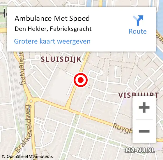 Locatie op kaart van de 112 melding: Ambulance Met Spoed Naar Den Helder, Fabrieksgracht op 24 december 2024 09:59