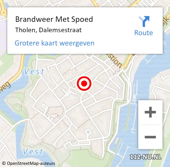 Locatie op kaart van de 112 melding: Brandweer Met Spoed Naar Tholen, Dalemsestraat op 24 december 2024 10:12