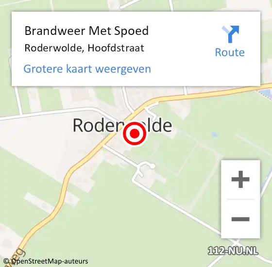 Locatie op kaart van de 112 melding: Brandweer Met Spoed Naar Roderwolde, Hoofdstraat op 24 december 2024 10:27