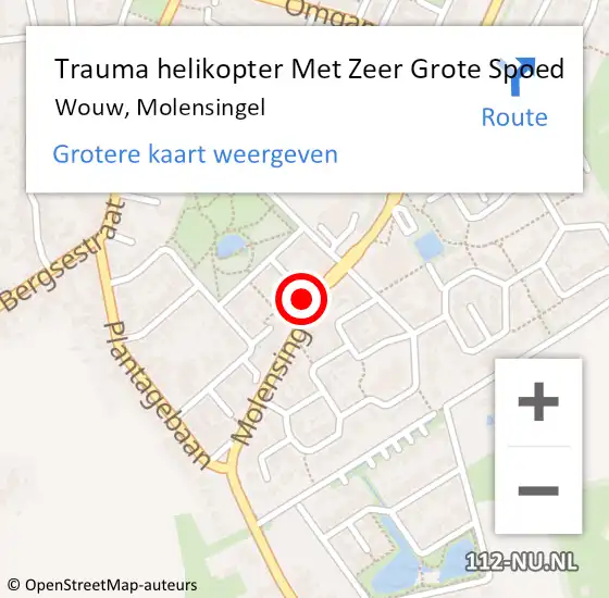 Locatie op kaart van de 112 melding: Trauma helikopter Met Zeer Grote Spoed Naar Wouw, Molensingel op 24 december 2024 10:28