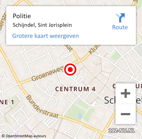 Locatie op kaart van de 112 melding: Politie Schijndel, Sint Jorisplein op 24 december 2024 10:35