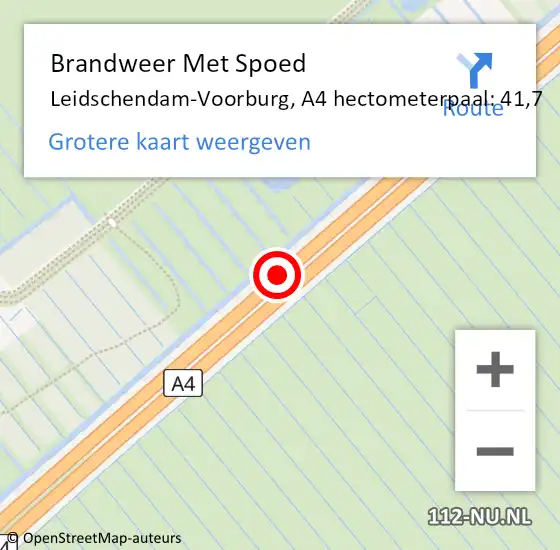 Locatie op kaart van de 112 melding: Brandweer Met Spoed Naar Leidschendam-Voorburg, A4 hectometerpaal: 41,7 op 24 december 2024 10:36