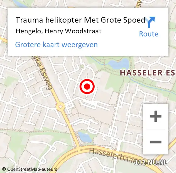 Locatie op kaart van de 112 melding: Trauma helikopter Met Grote Spoed Naar Hengelo, Henry Woodstraat op 24 december 2024 10:37