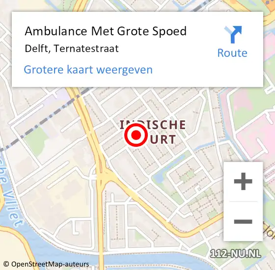 Locatie op kaart van de 112 melding: Ambulance Met Grote Spoed Naar Delft, Ternatestraat op 24 december 2024 10:51
