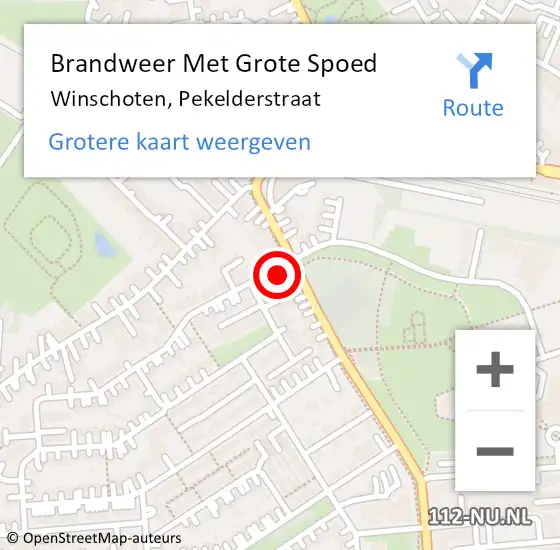 Locatie op kaart van de 112 melding: Brandweer Met Grote Spoed Naar Winschoten, Pekelderstraat op 24 december 2024 11:10