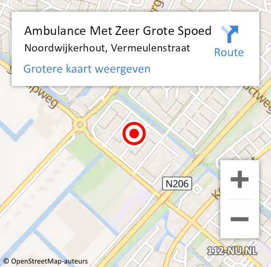 Locatie op kaart van de 112 melding: Ambulance Met Zeer Grote Spoed Naar Noordwijkerhout, Vermeulenstraat op 24 december 2024 11:12