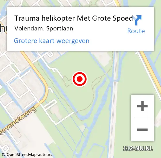 Locatie op kaart van de 112 melding: Trauma helikopter Met Grote Spoed Naar Volendam, Sportlaan op 24 december 2024 11:31