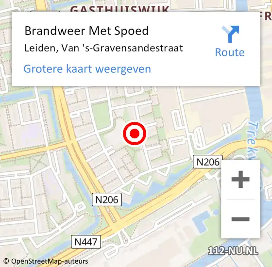 Locatie op kaart van de 112 melding: Brandweer Met Spoed Naar Leiden, Van 's-Gravensandestraat op 24 december 2024 11:36