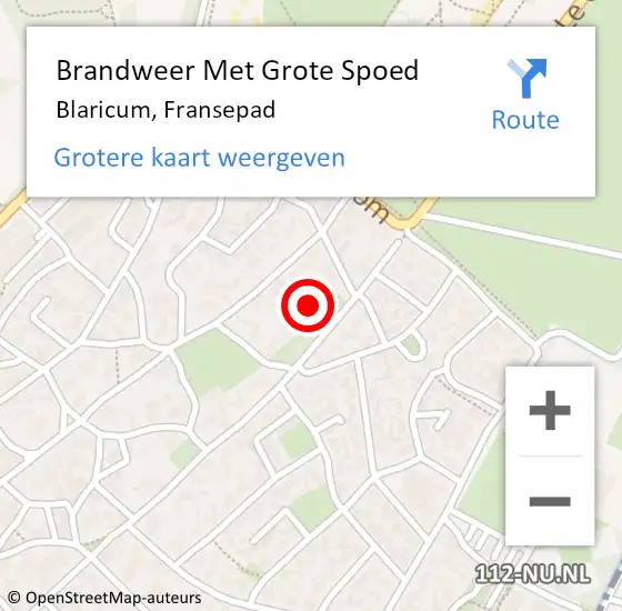 Locatie op kaart van de 112 melding: Brandweer Met Grote Spoed Naar Blaricum, Fransepad op 24 december 2024 12:07