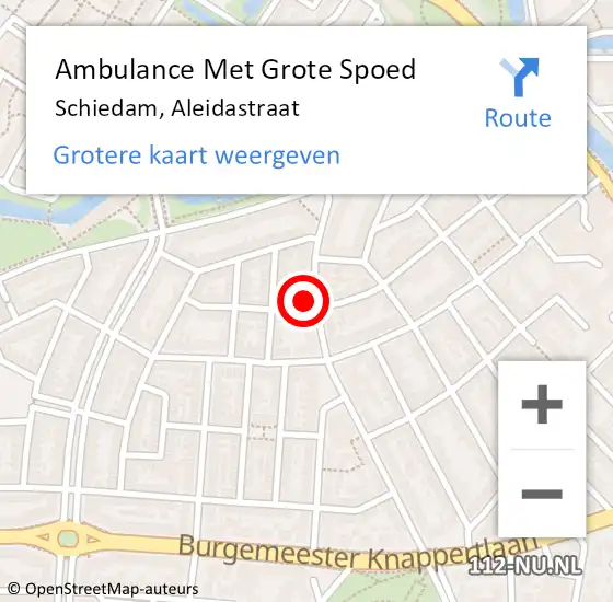 Locatie op kaart van de 112 melding: Ambulance Met Grote Spoed Naar Schiedam, Aleidastraat op 24 december 2024 12:25