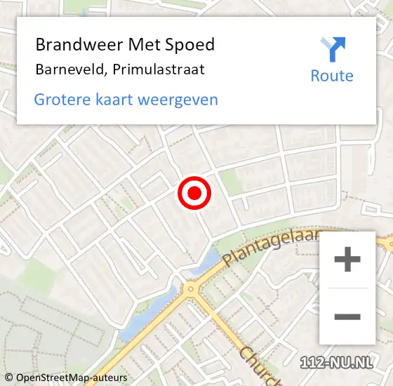 Locatie op kaart van de 112 melding: Brandweer Met Spoed Naar Barneveld, Primulastraat op 24 december 2024 12:47