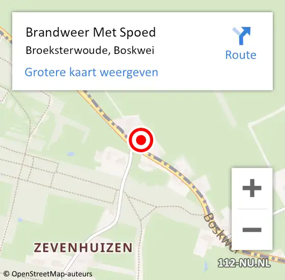 Locatie op kaart van de 112 melding: Brandweer Met Spoed Naar Broeksterwoude, Boskwei op 24 december 2024 12:50