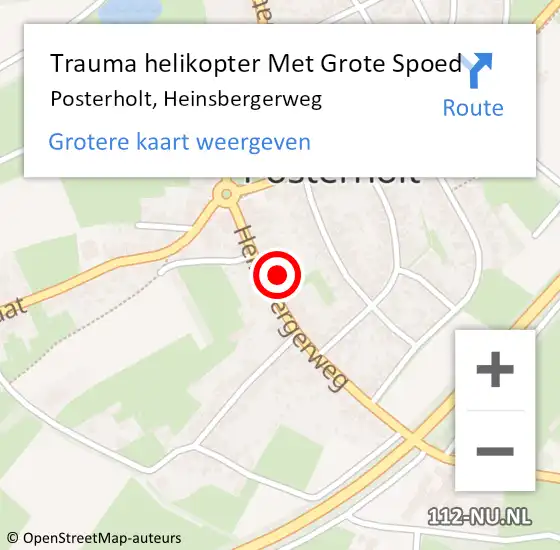 Locatie op kaart van de 112 melding: Trauma helikopter Met Grote Spoed Naar Posterholt, Heinsbergerweg op 24 december 2024 12:57