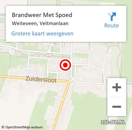 Locatie op kaart van de 112 melding: Brandweer Met Spoed Naar Weiteveen, Veltmanlaan op 24 december 2024 13:08