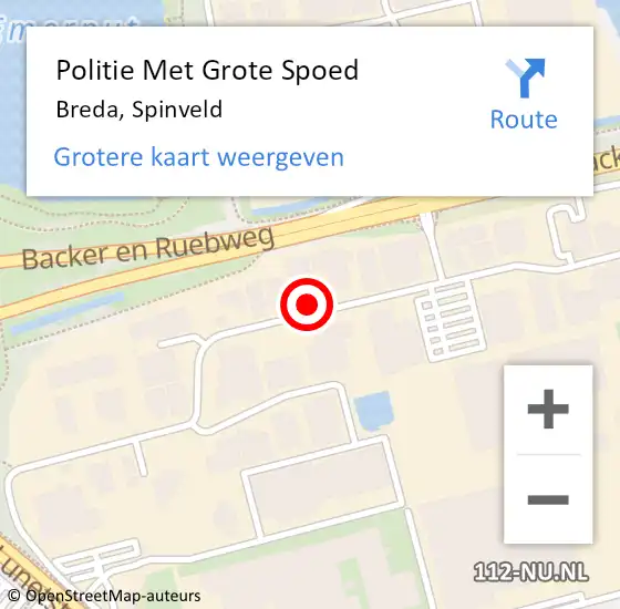 Locatie op kaart van de 112 melding: Politie Met Grote Spoed Naar Breda, Spinveld op 24 december 2024 13:10