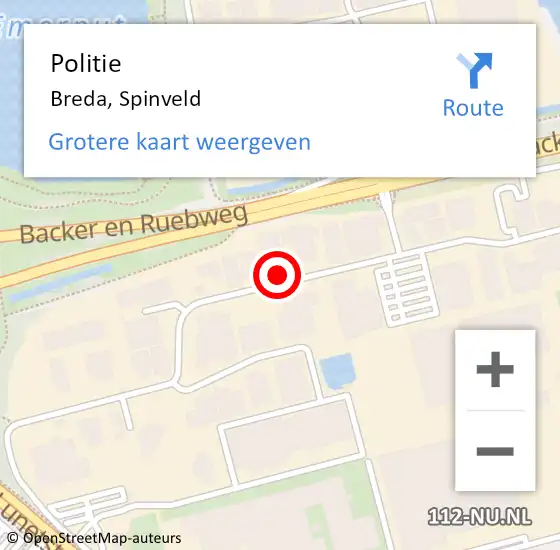 Locatie op kaart van de 112 melding: Politie Breda, Spinveld op 24 december 2024 13:11